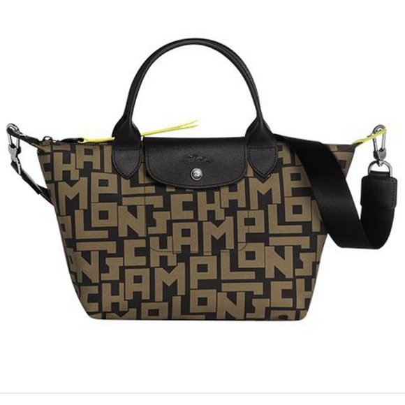 Longchamp Handbags - NWT LONGCHAMP Le Pliage LGP Small Crossbody Satchel Bag BLACK Khaki AUTHENTIC